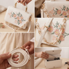 Premium Floral Embroidered White Handbag with Gold Chain Handle