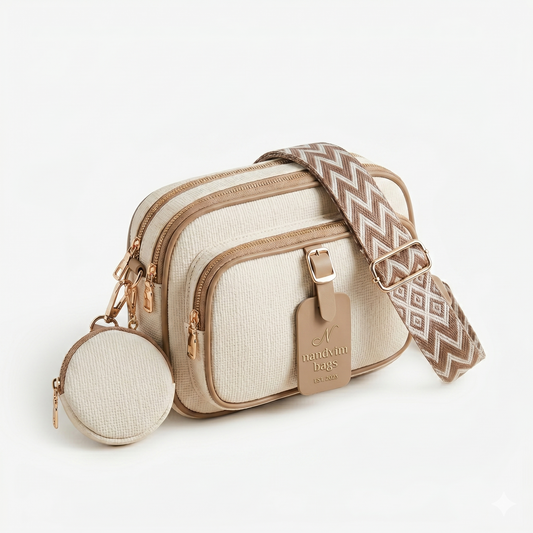 Nandvim Multi-Compartment Sling Bag with Zig-Zag Strap
