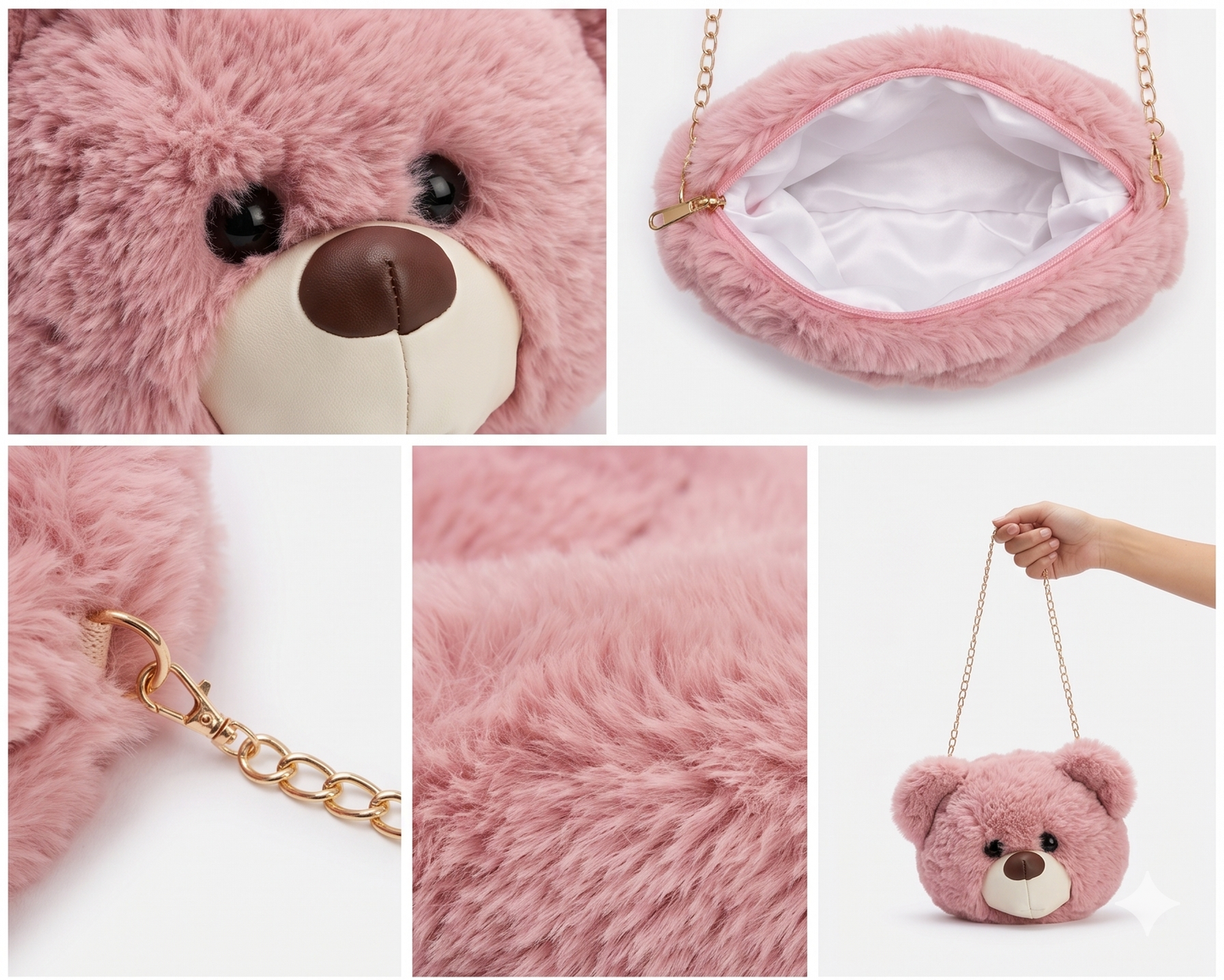 Premium Teddy Bear Face Plush Sling Bag for Girls & Women