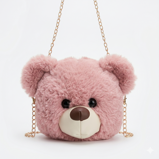 Premium Teddy Bear Face Plush Sling Bag for Girls & Women