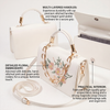 Premium Floral Embroidered White Handbag with Gold Chain Handle