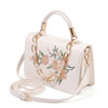 Premium Floral Embroidered White Handbag with Gold Chain Handle